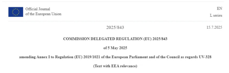 欧盟POPs再更新！放宽PFOA管控要求，并正式将UV-328纳入监管