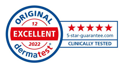 Dermatest®最具代表的认证印章：GUARANTEE SEAL OF APPROVAL 和 5-STAR SEAL